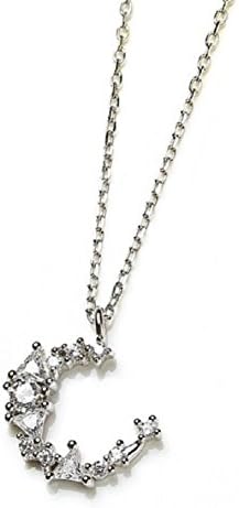 KAVANI Crescent Moon Necklace Sterling Silver S925 Plain Half Moon Pendant Necklaces for Women