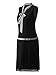 Vijiv Women Vintage 1920s V Neck Bowknot Roaring 20s Flapper Party Great Gatsby Dress,Medium,Black