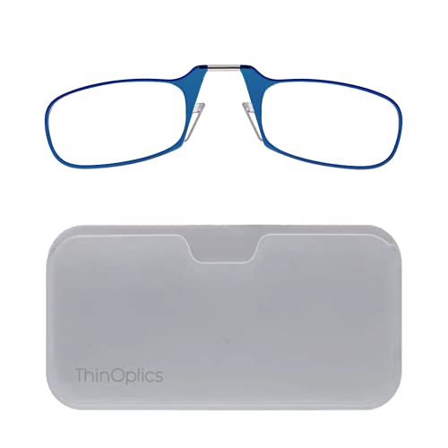 ThinOptics Pod Reading Glasses - Slim Armless Pocket Readers - White, Blue 2.5x
