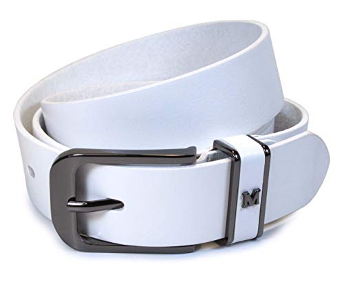 Men's 100% Genuine Leather Belt Black Brown White 28,30,32,34,36" Casual Dress Full Grain Durable Thick Unisex 1.25" Wide