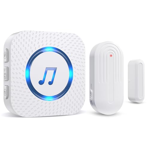 SanJie Door Sensor Chime for Door Opens, Door Entry Chime for Business/Home/Office/Store,500 FT Range,26 Chimes 5 Adjustable Volume Door Ringer Alert Alarm 1 Receiver +1 Sensor