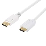 DisplayPort to HDMI Cable, CableCreation 6ft DP 1.2 to HDMI Male to Male Adapter, 4K x 2K & 3D Audio/Video Converter, 1.8M /White
