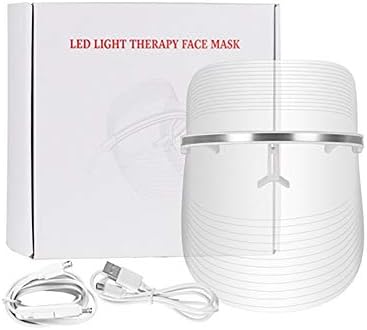 Led Face Light Therapy Mask-3 Colors Facial Phototherapy Mask Electric Face Tightening Whitening Lifting, Rejuvenating, Wrinkle-Reducing Skin Care Device for All Kinds of Skin 8.15*4.72*8.84in (White)