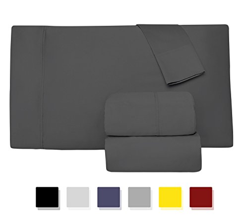 800 Thread Count Egyptian Cotton Grey Cal King Sheets - 4 Piece Luxury Bedding For Bed Hotel Collection Sheet and Pillowcases for Sleeping, Wrinkle, Fade, Stain Resistant, Hypoallergenic Cooling Sheet