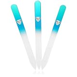 Bona Fide Beauty Glass Nail Files - 3-Piece Green/Aqua Set - Double-Sided Etched Filing Surface - Genuine Czech Crystal Glass Manicure Files