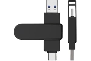 Dual USB Flash Drive, 64GB, 360° Rotating Thumb Drive, Portable Type-C and USB-A 2.0 Memory Stick, External Memory Storage fo