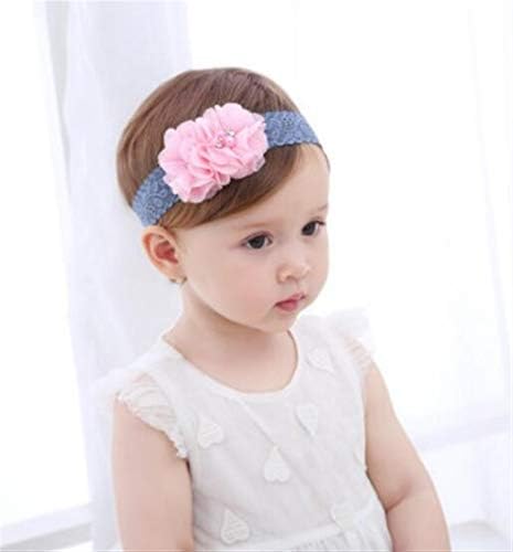 Dalino Lovely Baby Hair Decorations Baby Lace Hairband Flower Decorations Headbands with Rhinestone (Pink)
