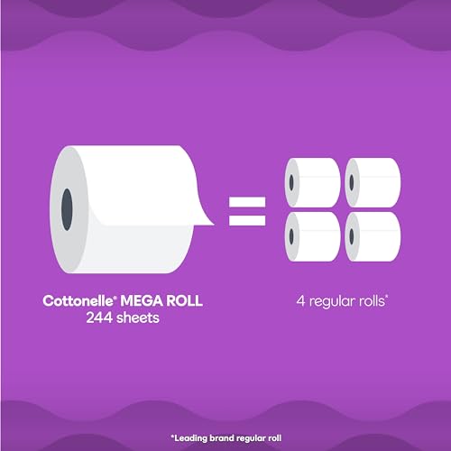 Cottonelle Toilet Paper, 32 Family Mega Rolls = 144 Regular Rolls (8 Packs of 4), Ultra Soft, Soft Bathroom Tissue, 296 Sheets per Roll, Packaging May Vary | Equals 144 Regular Rolls, 8-Pack of 4, Flushable, Plant-based, Unscented, Packaging May Vary