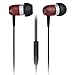 Esmooth Wired Earphones，Wooden Noise Isolating In-ear Earbuds Ergonomic Headphones Headsets，Hifi HD Stereo Bass Bubinga Wood