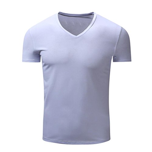 Click Here to See More Images NREALY Men Block Casual Button V Neck Pullover Short Sleeve T-Shirt Top Blouse Tee(Large, White)