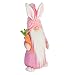 GMOEGEFT Easter Bunny Decoration Swedish Gnome Plush, Rabbit Tomte with Carrot, Scandinavian Nisse Standing Figurine, Holiday Home Decoration (Slim Pink) - 20 Inches