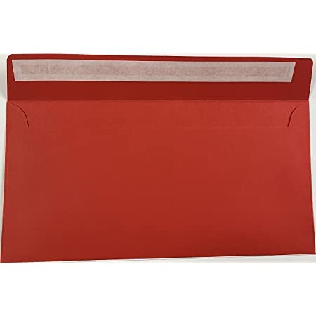 DL Coloured Envelopes for Greeting Cards Wedding Invitations & Crafts (110x220mm) Pack of 50 (Red Peel & Seal) — image 1