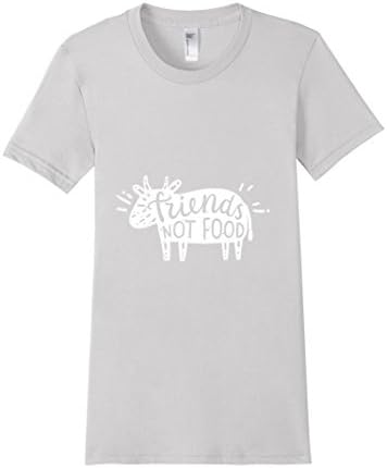 Women's Friends Not Food T Shirt For A Vegan Lifestyle Large Silver