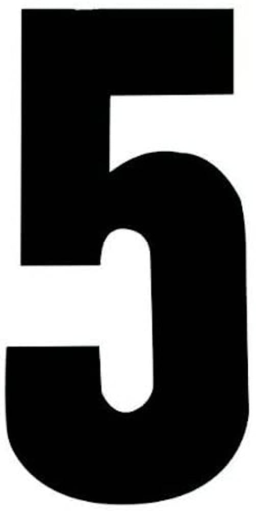 Merriway BH04433 Vinyl Stick on Wheelie Bin Box Crate Numbers, 50 mm (2 Inch) Number 5 - Black, Pack of 4