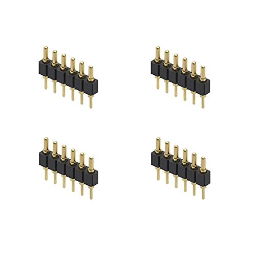 Treedix 4PCS Gold Plated Spring Loaded Thimble Pogo Pin 7.5mm long Pin Male Spring Pogopin Header Target Connector Through Hold PCB (6 Pin Male)