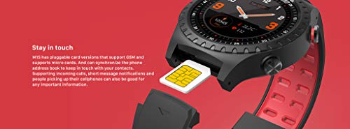 Sunward M1S Card Sports Bluetooth Smart Watch GPS Positioning Compass Waterproof Sports Watch Activity Tracker Pedometer for Smartphone (Red)