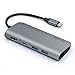 Sicotool Aluminum USB C Hub Adapter Multiport Type C Combo Dock,HDMI and Mini DP Dual 4K Video Output,Ethernet Port,PD Charging,SD/TF Card Slots,2 USB 3.0 for MacBook Pro,Type C Laptops (Grey)