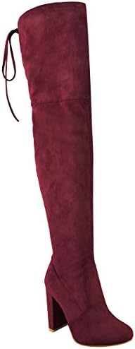 WOMENS LADIES THIGH HIGH BOOTS OVER THE KNEE PARTY STRETCH BLOCK MID HEEL SIZE