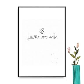 Framed Canvas Wall Art for Living Room, Bedroom French Quotes Canvas Prints for Modern Home Decoration Ready to Hang - 16"x24" inches