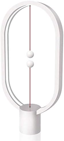 Magnetic Lamp Balance Creative Smart Lighting Lights LED Ellipse Desk Lamp Magic Floating Balls Switch USB Powered Lamps Decoration for Bedroom, Bedside, Home, Office, Cafe Bar (White)