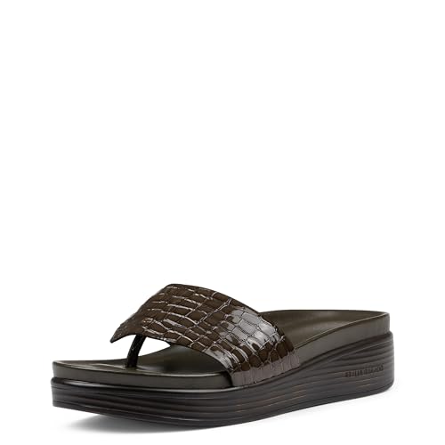 Donald Pliner Women’s Fifi Slide Sandal, Military Green-Crocco Patent, 11
