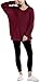 ARJOSA Women's Fall Sweaters Pullover Oversized Crew Neck Long Sleeve Knit Sweater Tunic Tops (Large, Wine Red)
