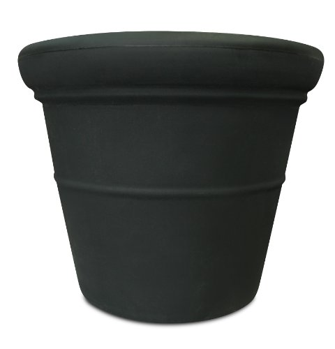 The HC Companies Terrazzo Large Round Plastic Plant Pot w/Rolled Rim - Lightweight & UV Resistant Gardening Pot for Herbs & More - Outdoor & Indoor Plant Pots w/Drainage (17” Black)
