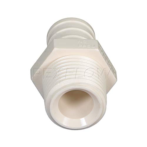 PEXFLOW PPMA3412-5 Plastic Poly Alloy Adapter Pex x MPT Barb Pipe Fitting 3/4 x 1/2 Inch Pack of 5, White - Thumbnail 4
