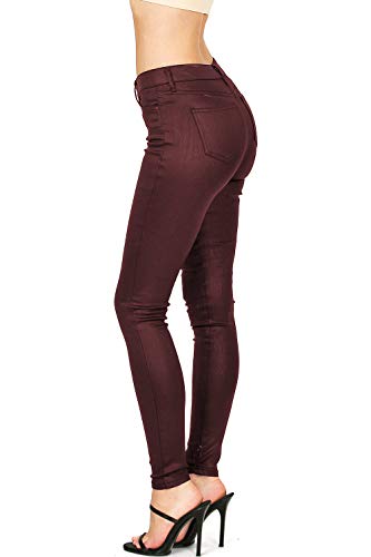 Celebrity Pink Women's Juniors Mid-Rise Jeggings Fit Skinny Pants (13, Coated Maroon)