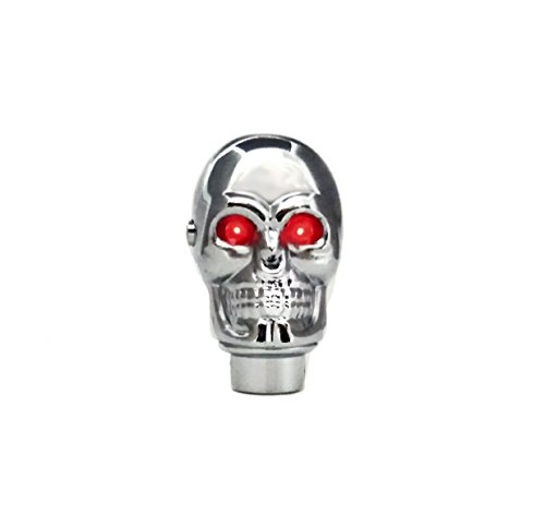 TSWNE Silver Chrome Skull Head LED Gear Shift Knob Red Eyes Manual Automatic Handle Shifter Knobs