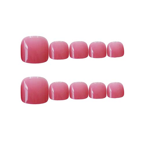 24pcs/set Press On Toenails for Women Short Pink False Toenails for Big Toes Acrylic Fake Toe Nails Full Cover Artificial Feet Nails Art Decoration Glue On Toe Nails