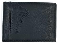 Men's Versace Classic Slim Medusa Leather Wallet With Box (Black w/embossed logo)