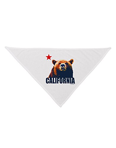 TooLoud California Republic Design - Grizzly Bear and Star Printed White Dog Bandana 26"