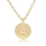 18K Gold-Plated Round Disc Engraved Initial Pendant 18