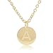 18K Gold-Plated Round Disc Engraved Initial Pendant 18