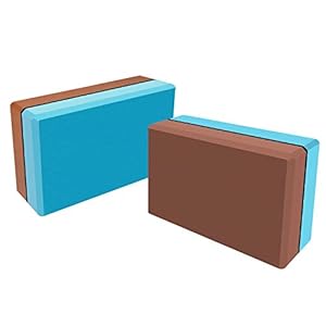 SZOCOOL Double Colored Yoga Blocks (2 Packs), High Density EVA Foam Soft Non-Slip Supportive Surface for Yoga, Pilates, Meditation, Improve Strength and Aid