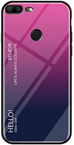 Phone Case, Honor 9 Lite Case, Tempered Glass Back Cover Scratch-Resistant + Shockproof Soft TPU Bumper 9 Lite/Honor 9 Youth Edition 5.65" -Rosy