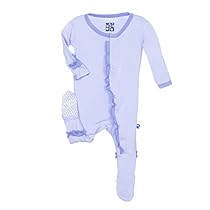 KicKee Pants Baby Girls Solid Muffin Ruffle Footie Prd-kpmrf390-lcfmn, Lilac with Forget Me Not, Newborn