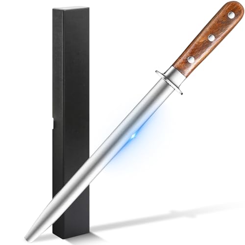Knife Sharpener Rod Carbon Steel Pear Wood Handle