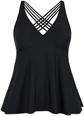 Firpearl Women's Tankini Swimsuits Cross Back Flowy Swim Tops Modest  Swimwear US12 Black price in UAE | Amazon UAE | kanbkam