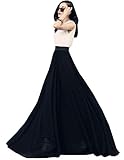 Jollychic Women's Summer Chiffon Mopping Floor Length Big Hem Solid Beach Skirt