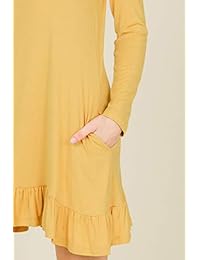 Annabelle - Vestido de manga larga con bolsillos para mujer, diseño de dobladillo redondo con volantes, talla S - 3XL