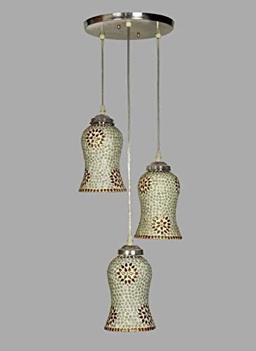 gojanta Triple Glass Hanging Pendant Ceiling Lamp (Multicolour)