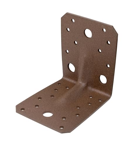 Alberts 822460 DURAVIS® Schwerlast-Winkelverbinder mit Sicke | rostbraun duplexbeschichtet | Größe 105 x 105 x 90 mm | 20er Set