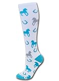 Sports Katz Equestrian Socks White/Turquoise/Gray M/L