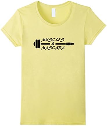 Womens LADIES WHO LIFT MUSCLES &amp; MASCARA T-Shirt Fit Girl Large Lemon