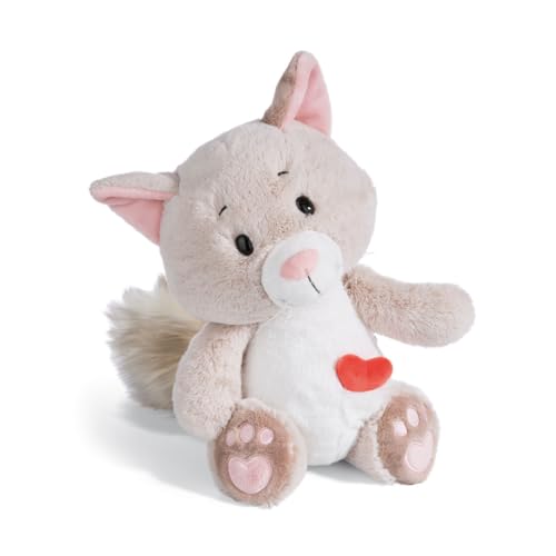 Nici 49407 Love cat Fluffy 25cm Dangling Gray-Sustainable Made Plush, Cute Soft Toy to Cuddle and Play with, for Children & Adults, Gift idea