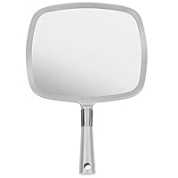 Mirrorvana Large & Comfy Hand Held Mirror with Handle - Professional Salon Model in Silver (1-Pack)