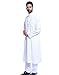 GladThink Men's Thobe With Long Sleeves Arab Muslim Wear calf Length White M