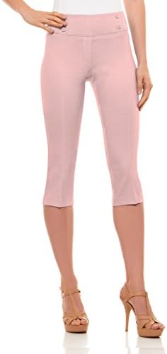 Womens Classic Fit Capri Pants - Pull On Style Capris with Detailed Design
